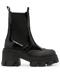 Ganni - Logo-Embossed Panelled Chelsea Boots - Lyst