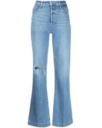 PAIGE - Leenah Ripped-detail Bootcut Jeans - Lyst