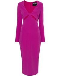 Versace Jeans Couture - Robe Mi-Longue À Logo Appliqué - Lyst