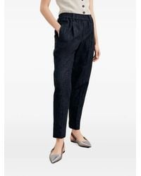 Brunello Cucinelli - Elastic-Waistband Tapered-Leg Trousers - Lyst