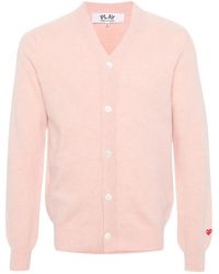COMME DES GARÇONS PLAY - Logo-Appliqué Wool Cardigan - Lyst