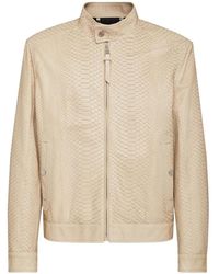 Billionaire - Leren Bikerjack Met Python-Print - Lyst