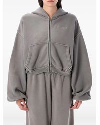 Alexander Wang - Felpa Crop Con Zip E Cappuccio - Lyst