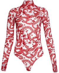 Givenchy - 4g Dragon-jacquard Tulle Bodysuit - Lyst