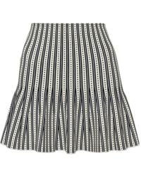 McQueen - Striped Pleated Mini Skirt - Lyst