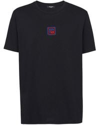 Balmain - Camiseta con logo bordado y manga corta - Lyst