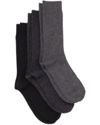 RoToTo - Ribbed-Knit Crew Socks (Set Of Three) - Lyst