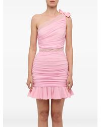 Giambattista Valli - Robe Courte Froncée À Détail En Dentelle - Lyst