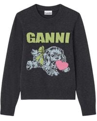 Ganni - Dark Puppy Wool Jumper - Lyst