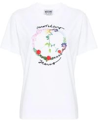Moschino - Logo-Raised Cotton T-Shirt - Lyst
