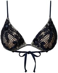 Twinset - Haut De Bikini Triangle À Broderies En Macramé - Lyst
