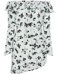 Alessandra Rich - Vestido corto con estampado de rosas - Lyst