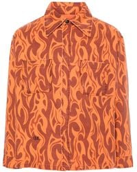 ERL - Flame-Print Canvas Shirt Jacket - Lyst