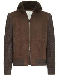Brunello Cucinelli - Suede Shearling And Cashmere Knit Bomber Jacket With Thermore Padding - Lyst