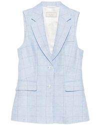 Peserico - Check-Pattern Single-Breasted Linen Waistcoat - Lyst