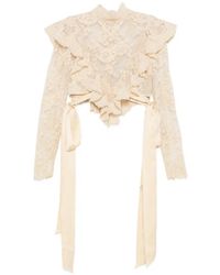 Zimmermann - Luna Top Met Ruches En Geborduurd Kant - Lyst