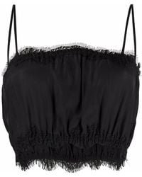 Gold Hawk - Lace-Trim Silk Crop Top - Lyst