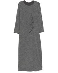 Peserico - Gathered Long-Sleeve Midi Dress - Lyst