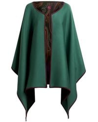 Etro - Omkeerbare Wollen Cape Met Degradé Paisley Motief - Lyst