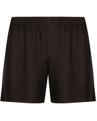 Dolce & Gabbana - Seidenshorts Mit Logo-Applikation - Lyst