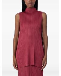 Pleats Please Issey Miyake - Pleated Stand-Collar Top - Lyst