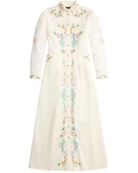 RRL - Floral-Embroidered Midi Dress - Lyst
