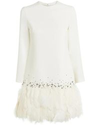 Safiyaa - Reffie Feather-Trim Crystal-Embellished Mini Dress - Lyst