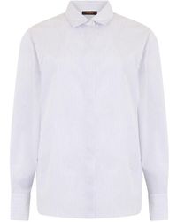 Moorer - Chemise Rayée À Ourlet Arrondi - Lyst