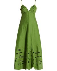 FARM Rio Halter Bead-Fringe Sleeveless Cotton-Linen Midi Dress in Green |  Lyst