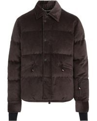 Moncler - Plumífero De Pana Con Botones - Lyst