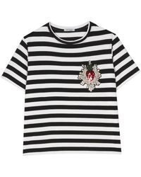 Parlor - Rhinestone-embellished Striped T-shirt - Lyst