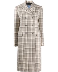 Prada Doppelreihiger Karomantel - Mehrfarbig