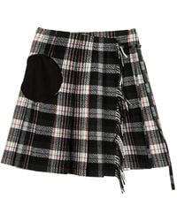OPEN YY - Check-Pattern Fringed Skirt - Lyst