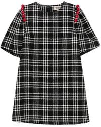 ALESSANDRO ENRIQUEZ - Bead-Embellished Checked Mini Dress - Lyst