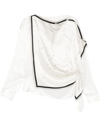 JNBY - Pearl-Print Draped Blouse - Lyst