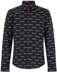 BOSS - Logo-Print Long-Sleeved Shirt - Lyst