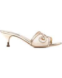 Casadei - Crystal-Embellished Metallic Sandals - Lyst