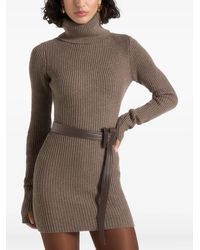 Manière De Voir - Kalia Turtleneck Belted Knitted Mini Dress - Lyst