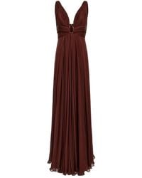 Roberto Cavalli - Abito Lungo Con Scollo A V - Lyst