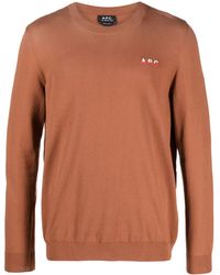 A.P.C. - Logo-Embroidered Fine-Knit Jumper - Lyst
