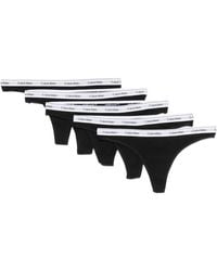 Calvin Klein - Logo-Waistband Thongs (Set Of Five) - Lyst