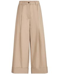 Brunello Cucinelli - Techno Cotton Poplin Boxy Pleated Trousers With Monili - Lyst