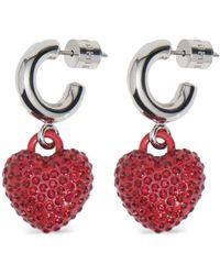 Bimba Y Lola - Hoop Earrings With Crystals Heart - Lyst