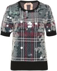 N°21 - Pull À Carreaux Et Sequins - Lyst