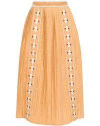 Ulla Johnson - Sabina Pleated Embroidered Midi Skirt - Lyst