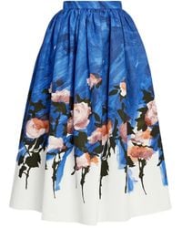 Erdem - Falda midi fruncida con motivo floral - Lyst