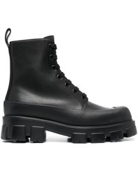 Prada - Square-toe Leather Combat Boots - Lyst