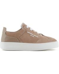 Emporio Armani - Velour-leather Flatform Sneakers - Lyst