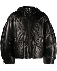 Versace - Zip-detail Leather Puffer Jacket - Lyst