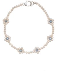 Hatton Labs Collana Blue Daisy con perle - Bianco